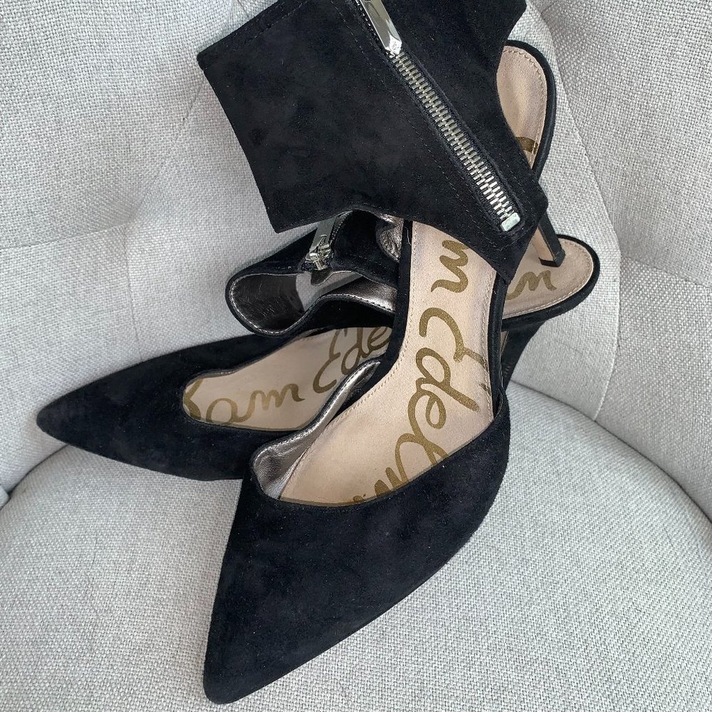 Sam Edelman Womens Suede Ankle Zip High Heels Black Size 9